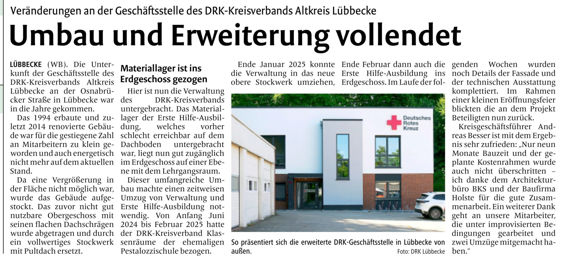 DRK Geschäftsstelle fertig gestellt